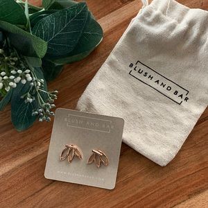 Blush & Bar Tara Lotus Flower Gold Ear Jackets NWT